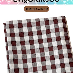 May include: A folded piece of fabric featuring a dark coffee brown and white gingham check pattern. The text LingCraftsCO and 4#Dark Coffee-D are visible at the top of the image, indicating the color and brand name of this textile product.