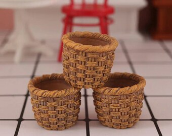 Details about   1:12 Dollhouse miniature cane rattan armchair and stool tropical cerise 