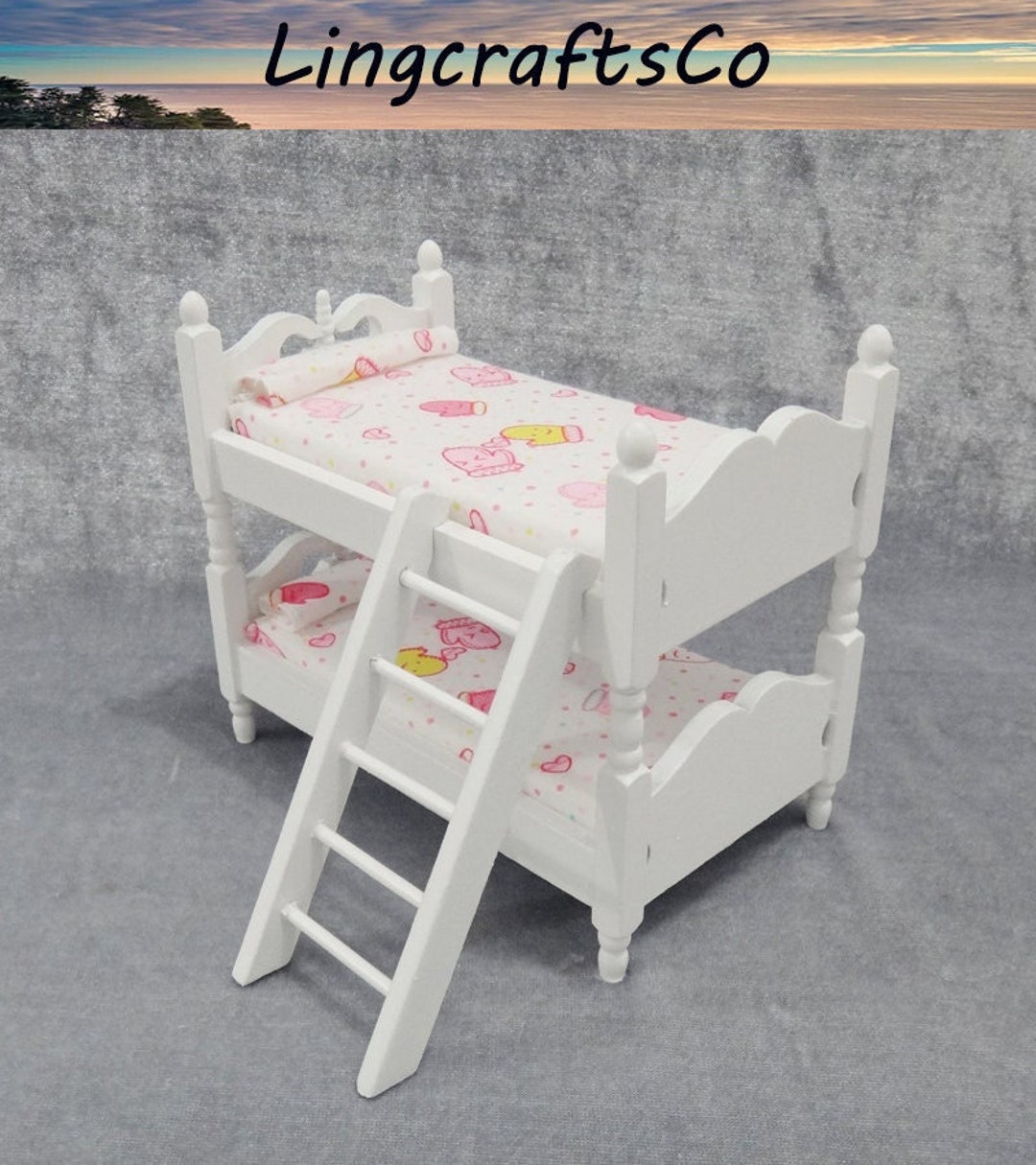 Dollhouse Bunkbed, Miniature Bunk Bed, Dollhouse Miniature Bed