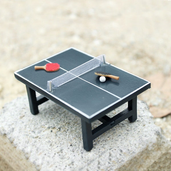 1:12 Dollhouse Miniature Table Tennis Ball Mini Ping Pong Table With Balls & Rackets Doll House Decoration Accessories Kids Toy Gift