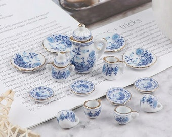 15 pièces 1:12 maison de poupée miniature vaisselle porcelaine céramique céramique tasse à thé ensemble maison de poupée cuisine accessoires enfants jouets