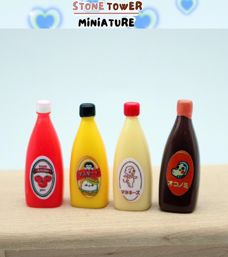 Miniature Sauce Set,Mini Tomato Sauce,Dollhouse Chocolate Sauce,Food for Dolls,Miniature Kitchen Accessories
