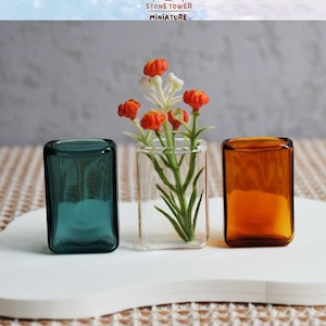 Miniature Glass Vase: Dollhouse Colorful Rectangle Vase