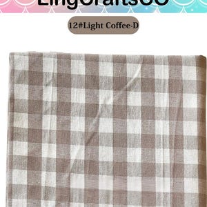 May include: A rectangular piece of fabric featuring a light coffee brown and white gingham check pattern. The text LingCraftsCO and 12#Light Coffee-D are visible at the top of the image, indicating the brand name and the specific color designation.