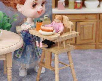 Miniature Baby Chair,Mininature Wooden Baby Dining Chair,High Chair Model,Kitchen Furniture Accessory For Dollhouse