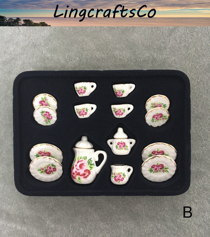 Service De Table Miniature En Porcelaine 1:12 Pour Maison De Poupée - 40 Pièces