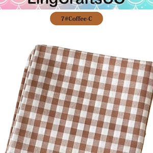 May include: A folded piece of fabric featuring a brown and white gingham check pattern. The image includes the text LingCraftsCO at the top and a brown rectangular label with the text 7#Coffee-C centered below the brand name.