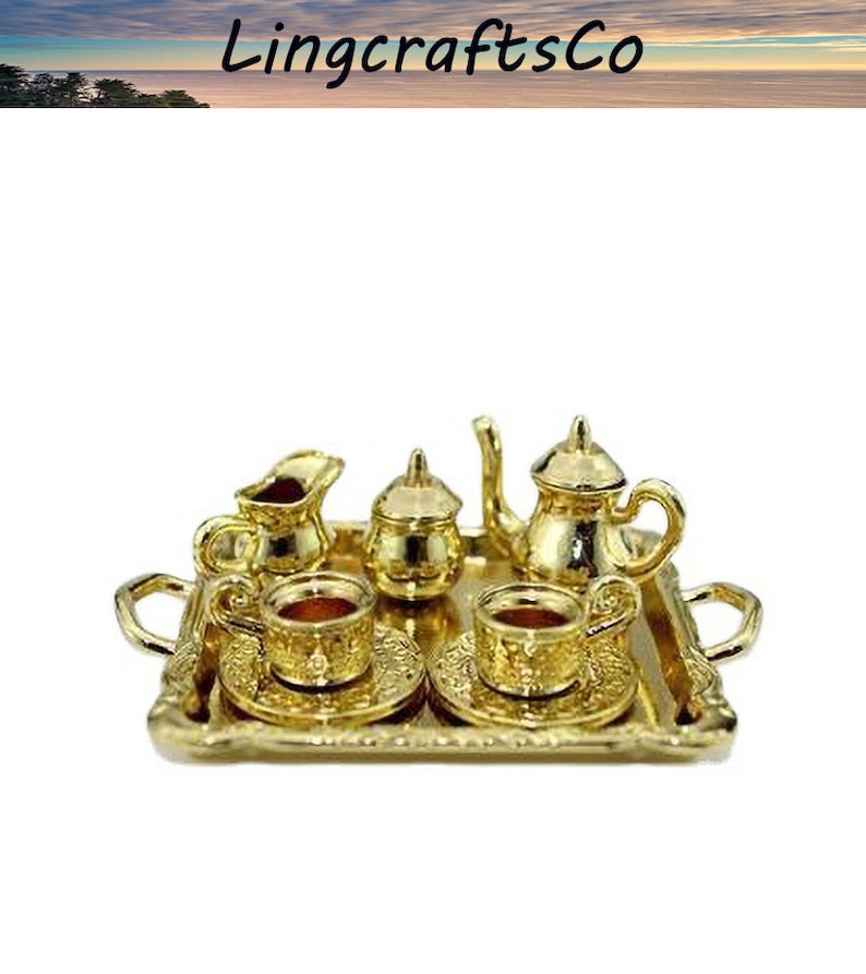 Miniature Silver Tea Set Dollhouse Miniature Tea Coffee Tray Etsy