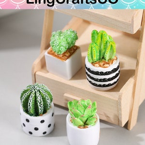 Piante in vaso in miniatura, vaso per piante verdi per casa delle bambole, arredamento cactus in miniatura per casa delle bambole, mini piante in vaso di simulazione per casa delle bambole