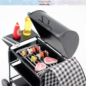 1:12 Dollhouse BBQ Grill Miniature Ornaments Gadget Kitchen Food Mini Barbecue Furniture For Doll House Accessories Kids Toys Gift