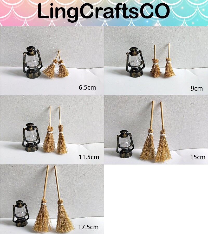 Mini scopa da strega in miniatura per casa delle bambole, con corde bianche, accessori fatti a mano, per Halloween, Natale, feste fai da te, 30 pezzi