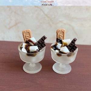 Miniature Drink,Dollhouse Chocolate Ice Cream,Dollhouse Simulation Drink,Miniature Kitchen Accessories,Dollhouse Food