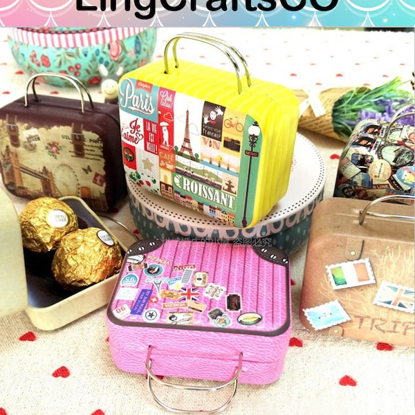 Miniature Suitcase, Doll Handbag, Dollhouse Metal Mini Suitcase, Jewellery Box in Metal Mini Suitcase, Dollhouse Decoration