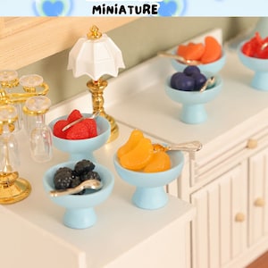 Dollhouse Fruit,Miniature Fruit Tray,Dollhouse Strawberries,Dollhouse Kitchen Accessory,Pretend Play Toy