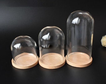 Miniature Dome, Dollhouse Miniature Glass Display With Wooden Base,  Dollhouse Display Case