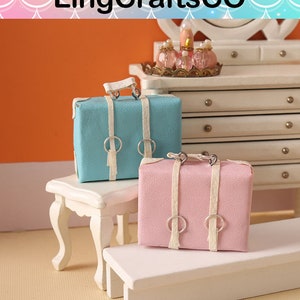Miniature Suitcase,Miniature Luggage Briefcase,Dollhouse Handbag,Home Living Scene Decor Toy