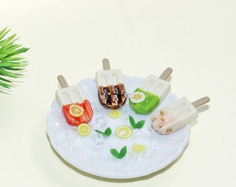 Miniature Ice Cream,Miniature Dessert Food,Dollhouse Chocolate Ice Cream,Miniature Kitchen Accessories