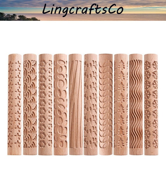 Wooden Texture Rolling Pin, Pottery Rolling Pin, Polymer Clay Roller Texture, Clay Tool Wood