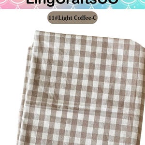 May include: A folded fabric piece featuring a light coffee and white gingham check pattern. The image includes the text LingCraftsCO at the top and the label 11#Light Coffee-C below it, indicating the specific colorway of the textile material.