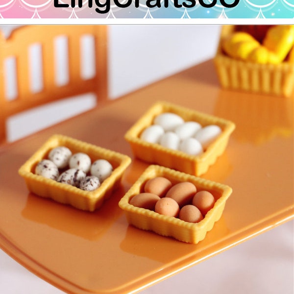 Miniature Eggs in Carton, Miniature Kitchen Food, Dollhouse Mini Egg,Dollhouse Egg, Kitchen Food Set