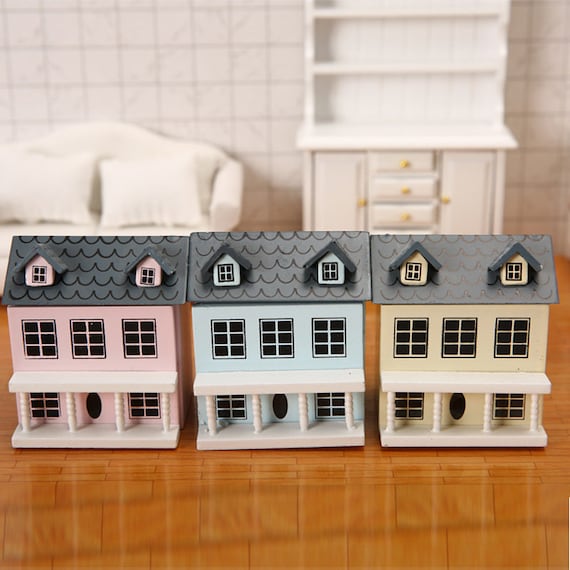 Lycheepuzzles 1:12 Dollhouse Miniature Wooden Little House Model Lovely Villa Doll House Decoration DIY Toys Kids Gift