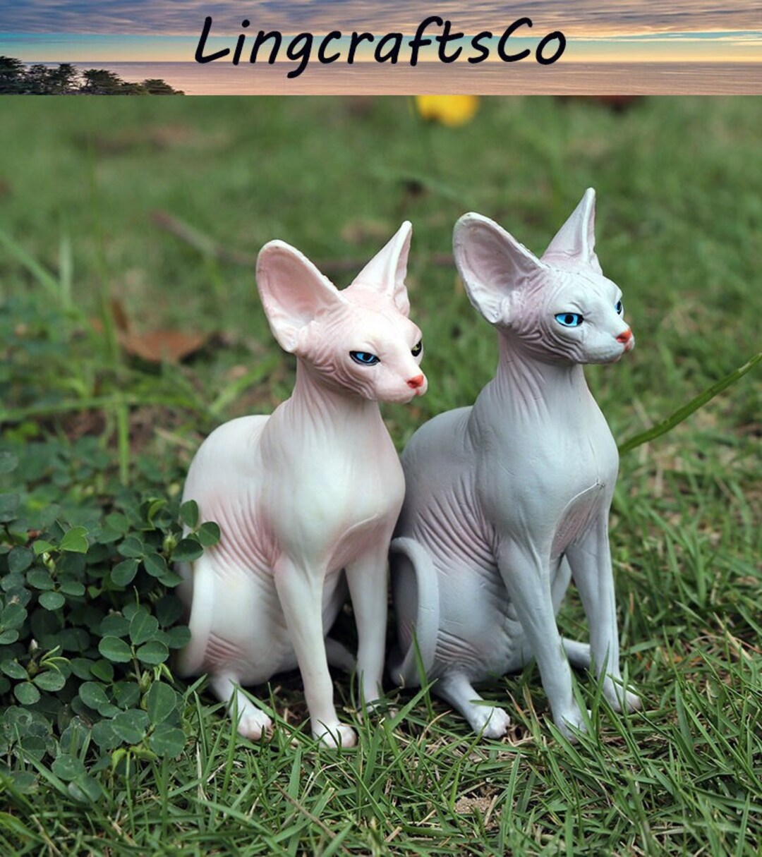 Miniature Cat Statue, Hairless Cat Figurine, Miniature Cat Figurines