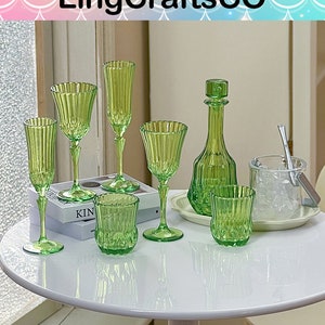 7Pcs Dollhouse Wine Glass, Miniature Decanter Flute Mini Wine Glass, Transparent Dollhouse Glass