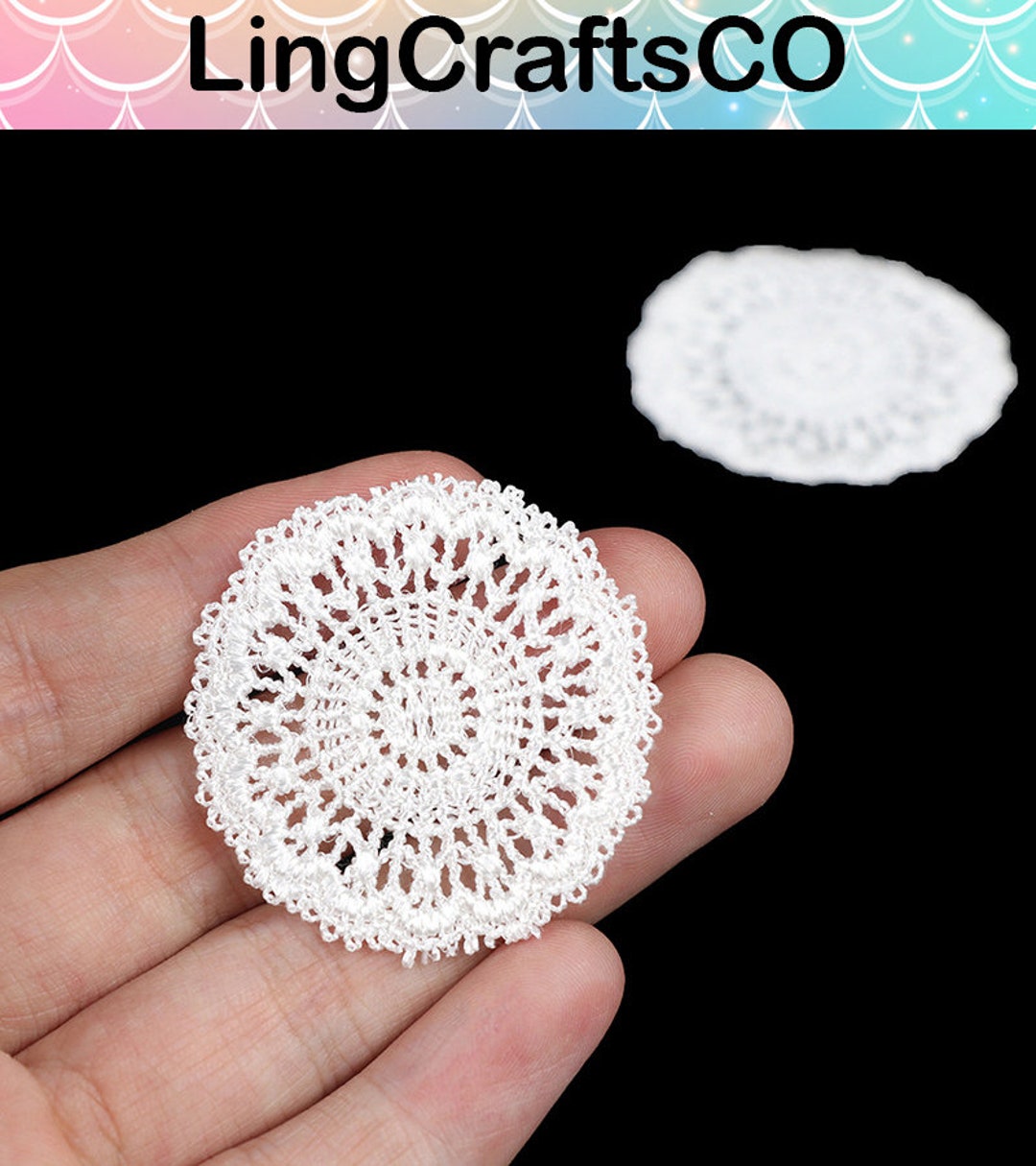 3PCS Dollhouse Mat, Miniature White Lace Mat, Dollhouse Table Mat, Dollhouse Floor Rug