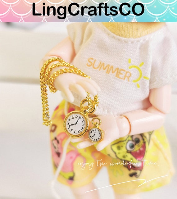 TOYANDONA Mini Taschenuhr Set – Puppenhaus-Zubehör Aus Legierung, Automatische Kette, Für Puppenstuben & Miniatur-Deko