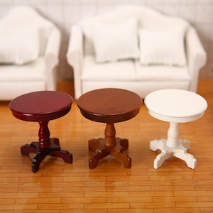 1PC 1:12 Mini Round Tea Table Dollhouse Garden Room Decor Wooden Miniature Round Coffee Table Kids Toys Doll House Furniture Accessories