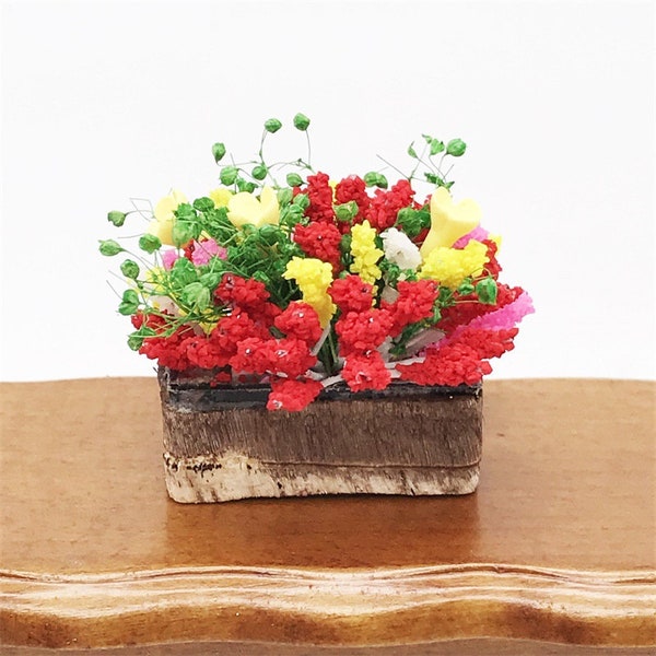 1:12 Scale Dollhouse Miniature Flower Pots – 14-Piece Set Of Handcrafted Resin Plants In Multicolor