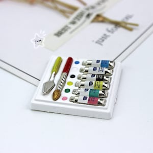 1:12 Dollhouse Miniature Painted Watercolor Pen Model Set for Stationery Doll House Accessories Kids Toys Gifts