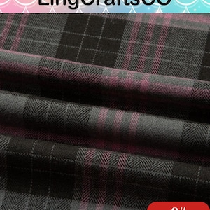 May include: Fabric featuring a dark charcoal gray and deep purple plaid pattern with a visible herringbone weave texture. The textile displays a folded surface with the text LingCraftsCO at the top and the number 8# in a red box at the bottom.