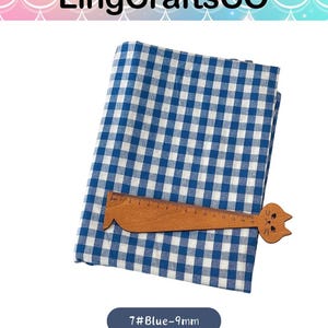 Tela de algodón a cuadros azules cortada a medida, tela a cuadros retro para confección de ropa, manteles y tapicería. imagen 11