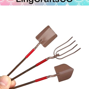 Dollhouse Miniature Garden Tool,3pcs Portable Shovel Fork Outdoor Courtyard Doll House Plant Accessories