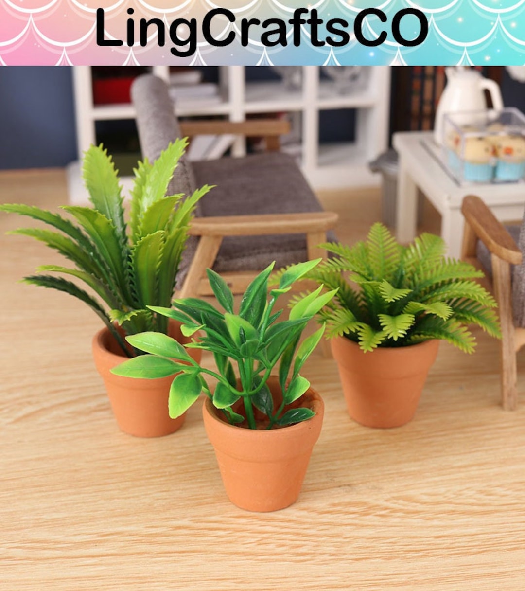 8 Mini Plantes Artificielles Pour Maison De Poupée - Bonsaï Et Succulentes - Échelle 1:12 - Résine