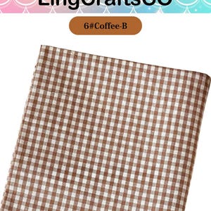 May include: A rectangular piece of fabric featuring a brown and white gingham check pattern. The top of the image displays the text LingCraftsCO and a brown oval label containing the text 6#Coffee-B, indicating the specific color variant.