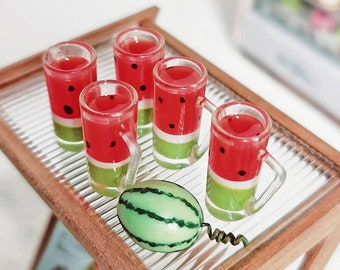 Succo per casa delle bambole, succo di anguria in miniatura, bevande in miniatura, modello di giocattolo di simulazione di bevande in miniatura, accessorio da cucina per casa delle bambole