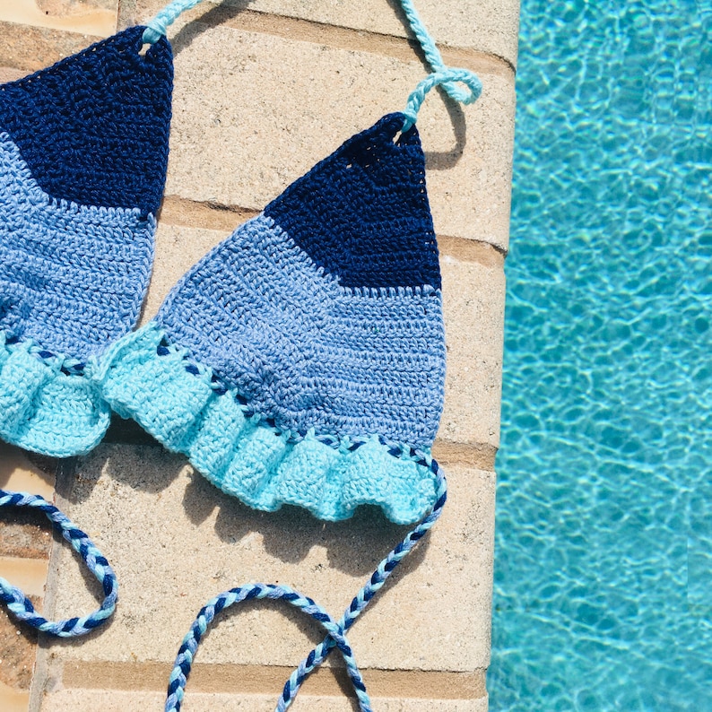 Remy Ruffle Bikini Top Crochet Pattern Adjustable Beginner - Etsy
