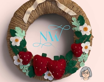 READY TO SHIP-8” Felt Strawberry Wreath