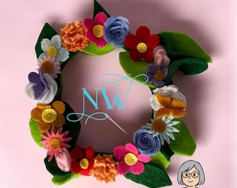 READY TO SHIP-4” Felt Floral Candle Ring/Wreath