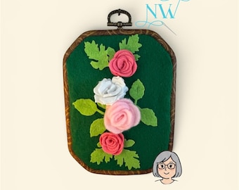 READY TO SHIP-Vintage Inspired Felt Floral Wall Hanging