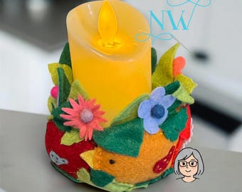 READY TO SHIP-4” Felt Bird Candle Holder