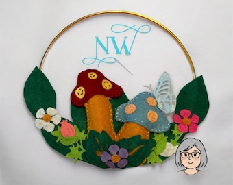 READY TO SHIP-6” Gold Hoop Mushroom Wreath