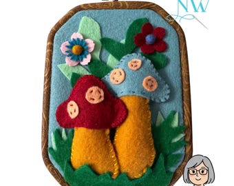READY TO SHIP-Mushroom Felt Wall Hanging