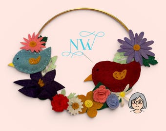 READY TO SHIP-6” Gold Hoop Bird Wreath