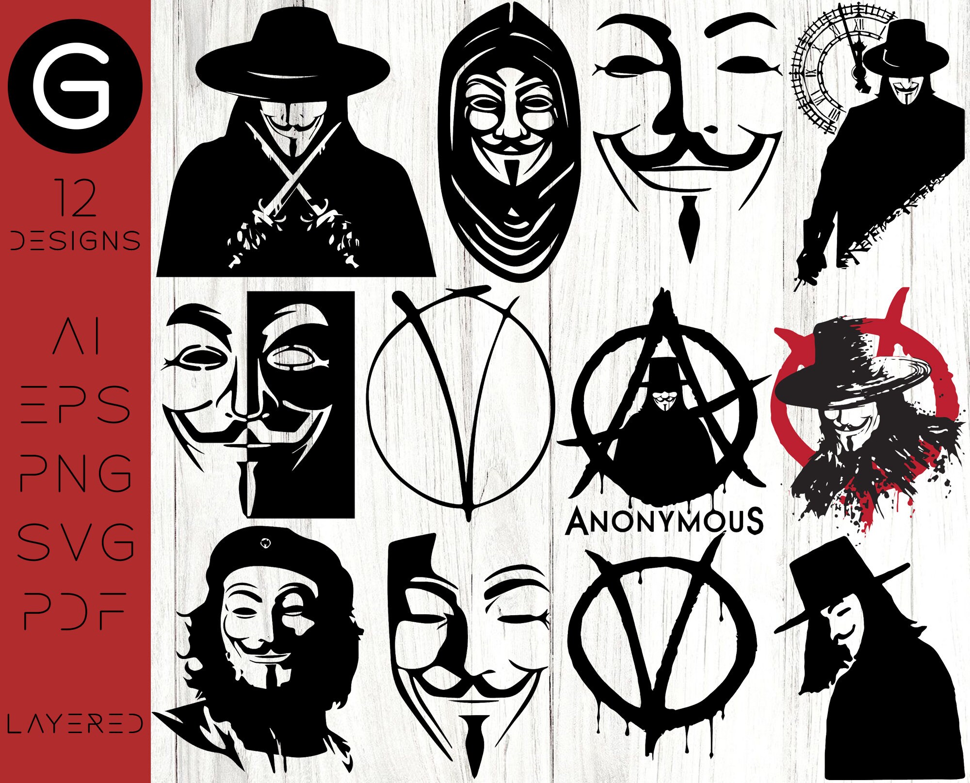 Instant download V for vendetta vendetta svg anonymous svg Etsy