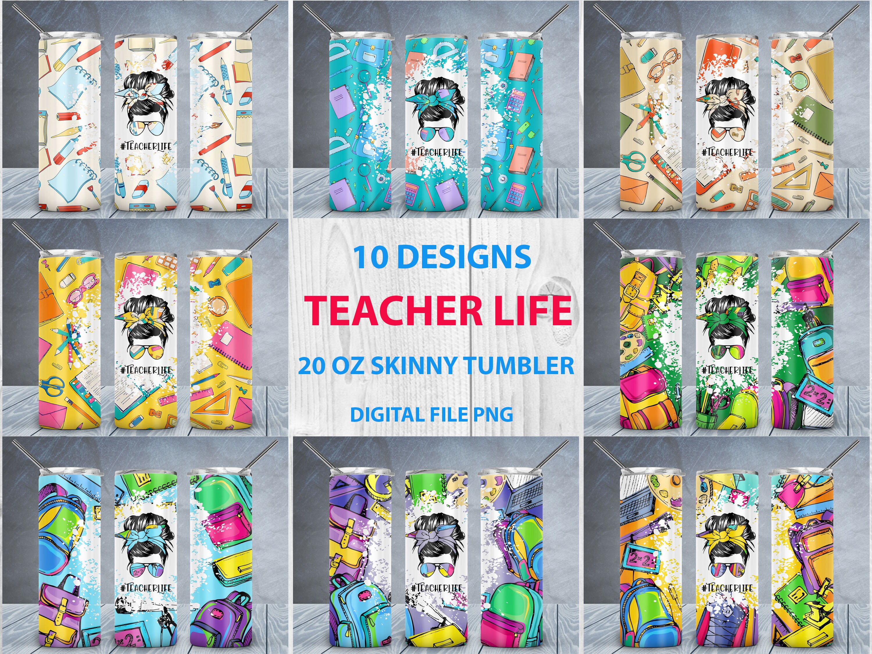 Download Teacher Life 20oz Skinny Tumbler Bundle PNG Sublimation | Etsy