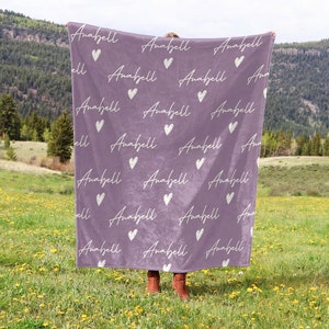 Plush Minky Blanket with Name Personalized Lavender Baby Blanket Custom Kids Blanket Gift Newborn Name Swaddle Soft Blanket Toddler Gift