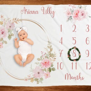 Manta de hitos mensuales para bebé niña, manta antiarrugas para el mes de la edad del bebé, lavable, marcadores de hitos para bebés, accesorios para fotos de recién nacidos
